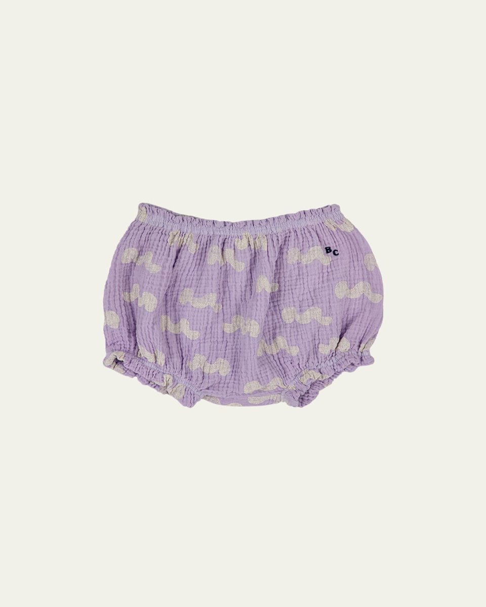 Girl's Allover Waves Ruffle Bloomers, Size 6M-24